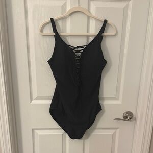 Women’s Solid Black One Piece Swimsuit